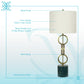 "Marble Harmony" Metal Table Lamp On Marble Base (Set of 2) - Green Marble / Matte Golden Bronze
