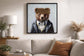 Animal Honor Role II Hand-Embellished Canvas With Fabric In Frame - Black / Brown