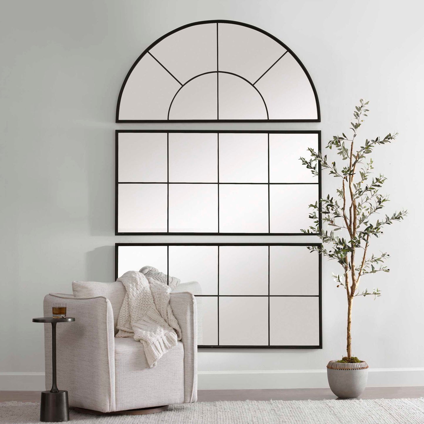 Rousseau - Iron Window Arch Mirror - Black