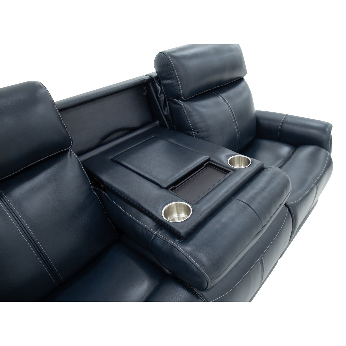 View - Power Reclining Sofa With Console, Power Headrest & Lumbar