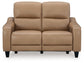 Mosswell - Power Reclining Loveseat With Adj Headrest - Toffee