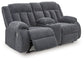 Observation - Double Reclining Power Loveseat With Console - Steel
