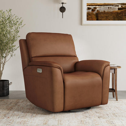 Henry - Power Swivel Gliding Recliner With Power Headrest, Lumbar, Heat & Massage
