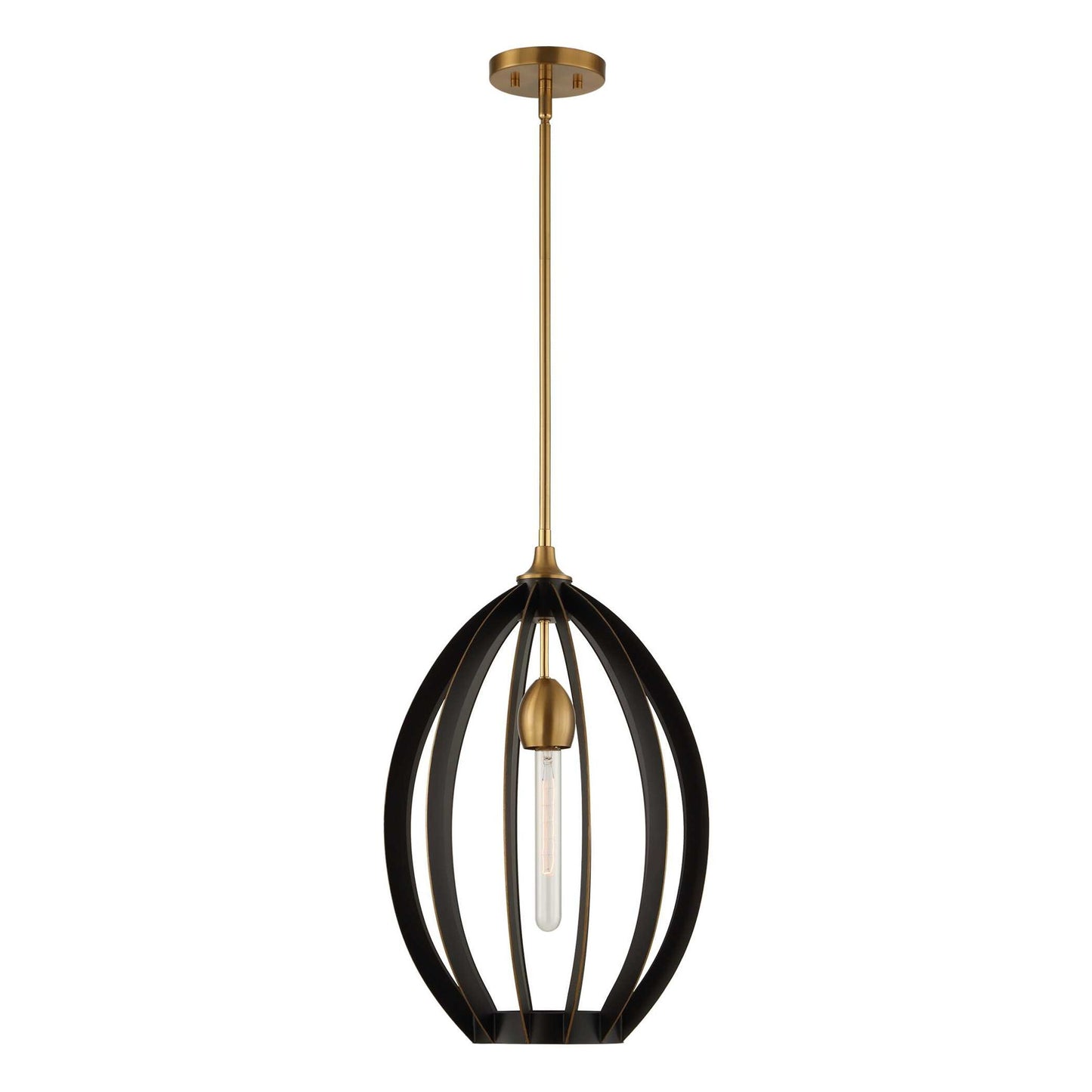 Darby - 1 Light Architectural Oval Pendant - Bronze / Black