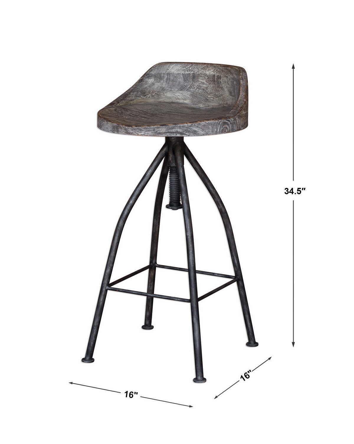 Kairu - Wooden Bar Stool - Dark Gray