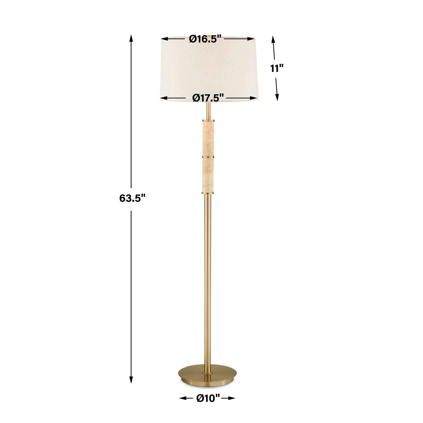Verlaine - Travertine Floor Lamp - Brass,Gold