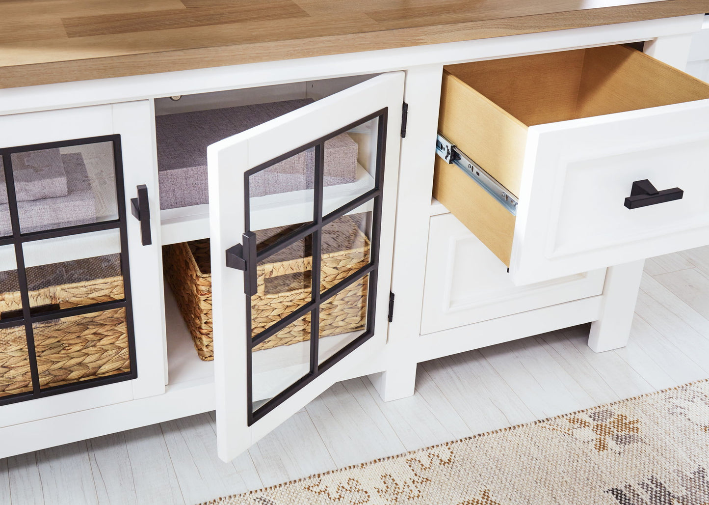 Ashbryn - Extra Large TV Stand - White / Natural