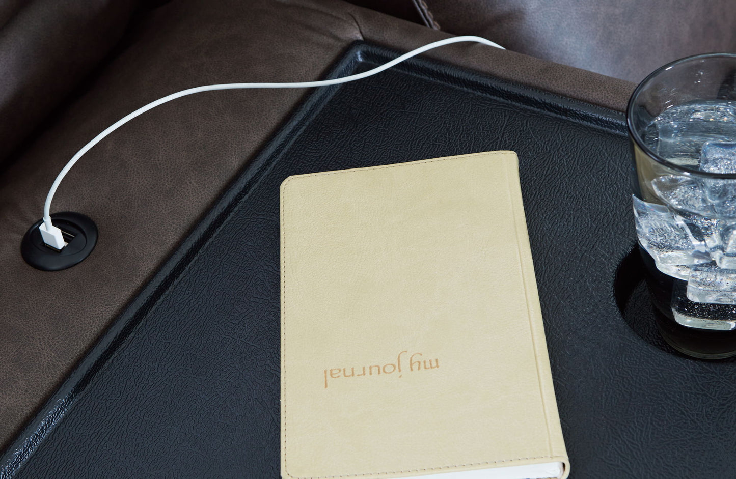 Lavenhorne - Rec Sofa W/Drop Down Table - Granite