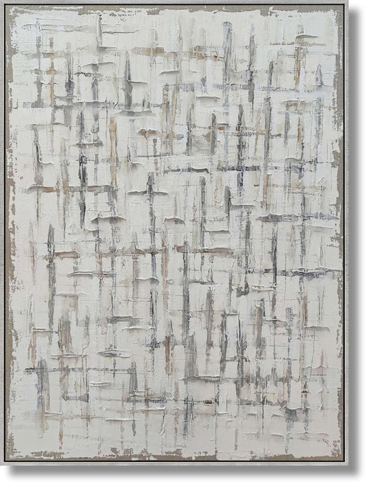 Frosted Crosshatch - 36" x 48" Framed Wall Art - Gray