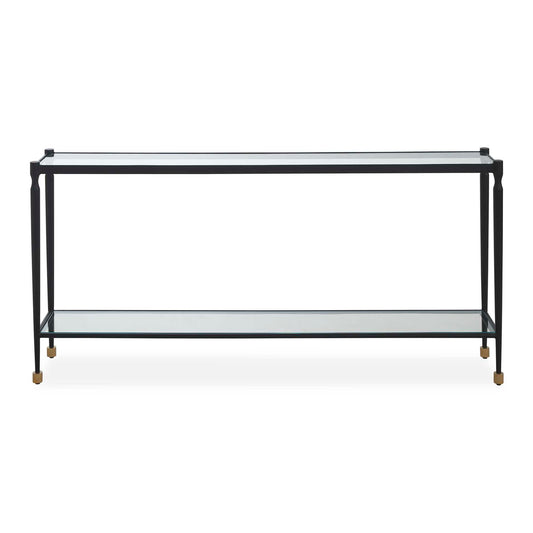 Javana - Glass / Iron Console Table - Brass,Bronze