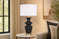 "Elegance Radiance" Ceramic Table Lamp (Set of 2) - Black / Soft Gold