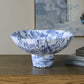 Indigo - Marble Pedestal Bowl - Blue,White