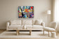 Heart Balloon Graffiti - 36" x 48" Framed Wall Art - Red