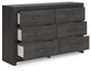 Hollivern - Six Drawer Dresser - Dark Gray
