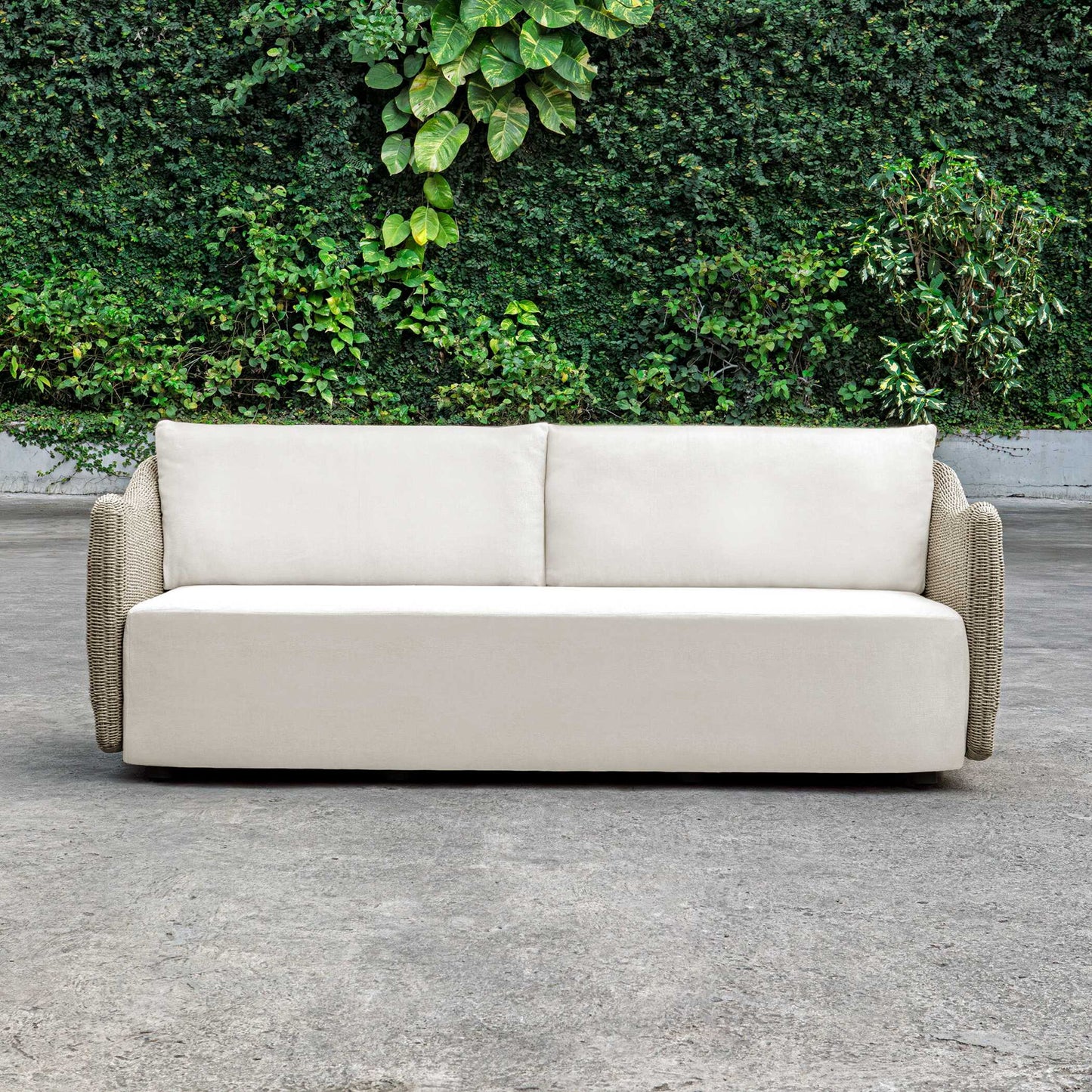 Sunset - Wicker Outdoor Sofa - Oatmeal / Oyster White