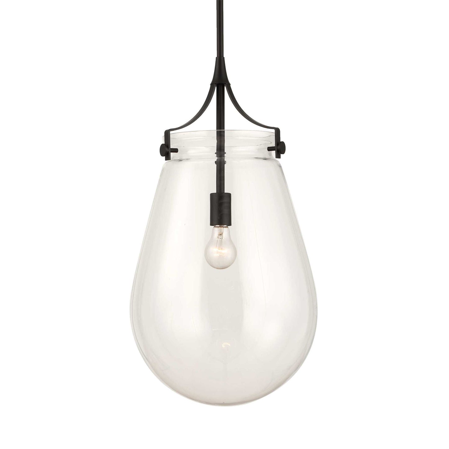 Dewdrop - 1 Light Glass Shade Pendant - Black