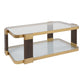 Ryles - Glass Coffee Table - Brass / Brown / Woodtone