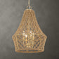 Macrame - 4 Light Rope Pendant - Light Brown