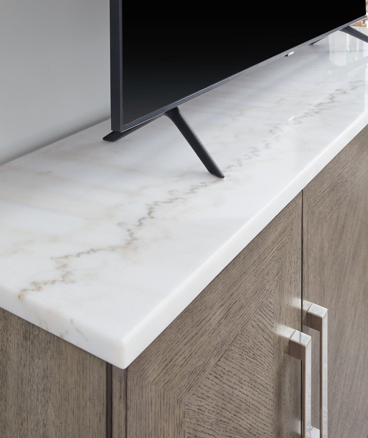 Loyaska - Extra Large TV Stand - Grayish Brown / White