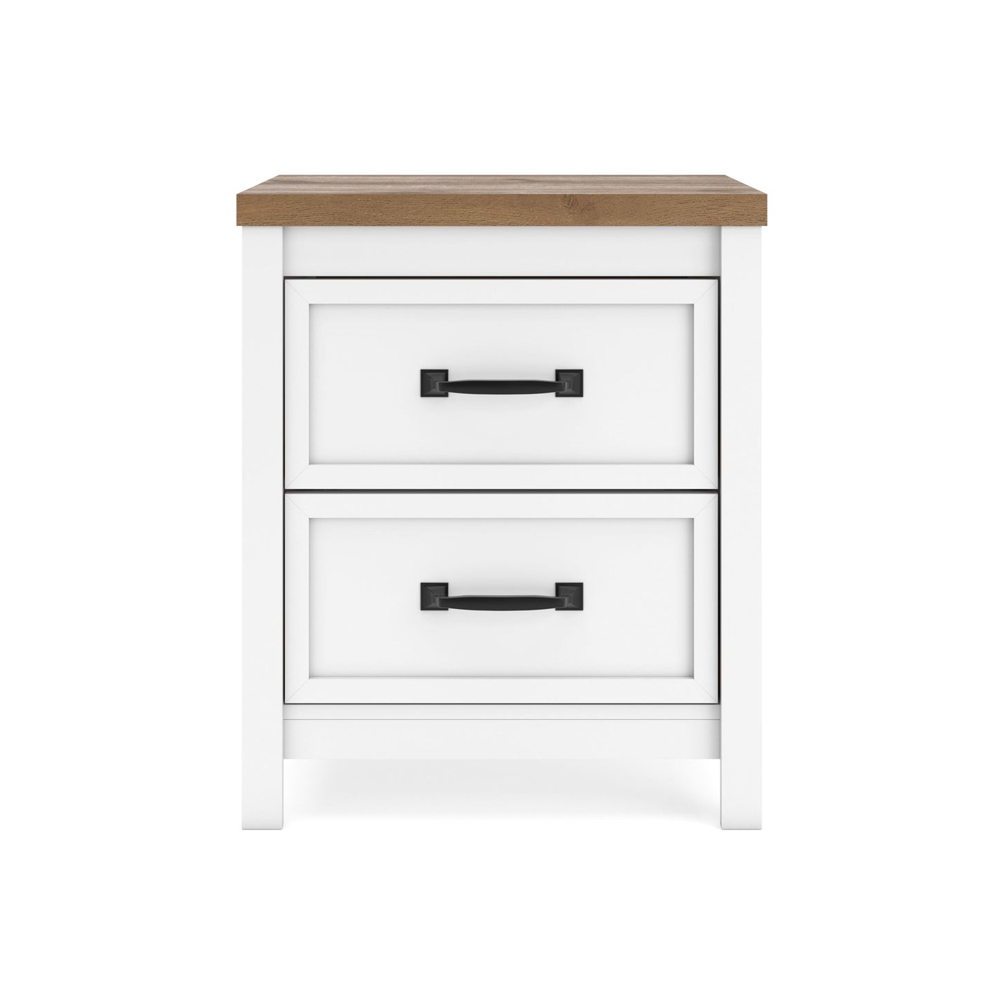 Kerisden - Two Drawer Night Stand - White / Brown