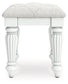 Kozlani - Vanity Upholstered Stool - White