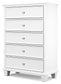 Fortman - Five Drawer Chest - White