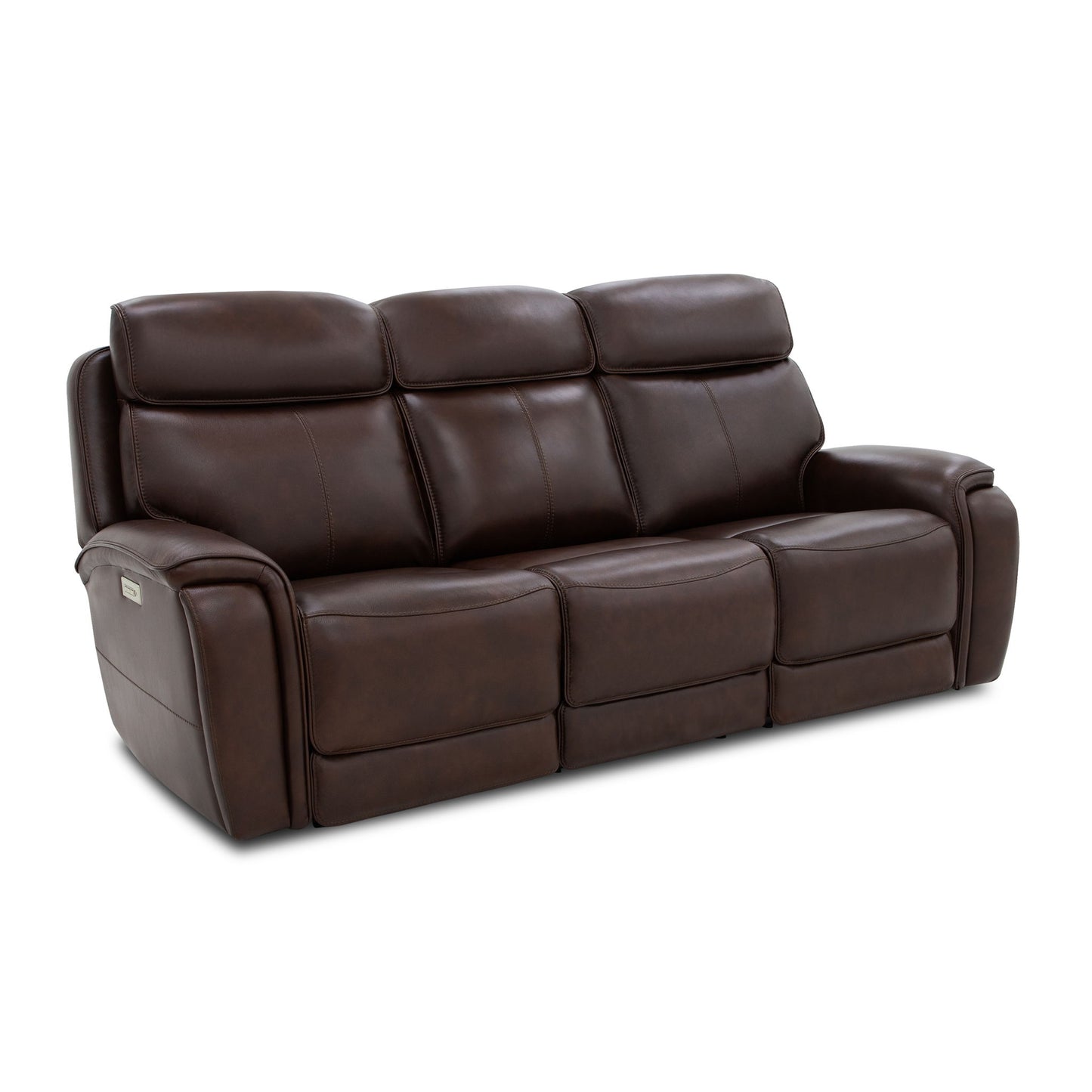 Walker - Power Reclining Sofa With Console, Power Headrest & Lumbar - Dark Brown