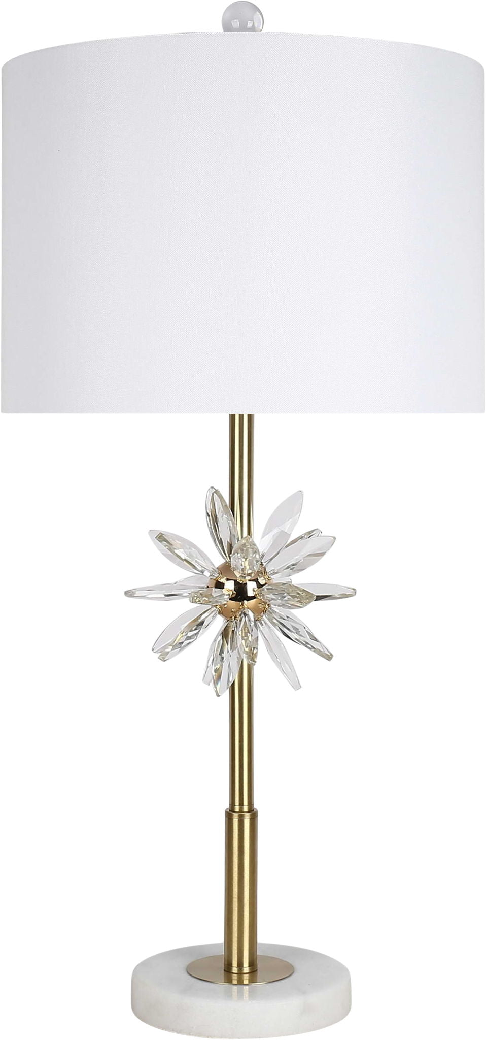 "Crystal Bloom II" Crystal And Marble Table Lamp (Set of 2) - White / Clear Crystal / Soft Gold