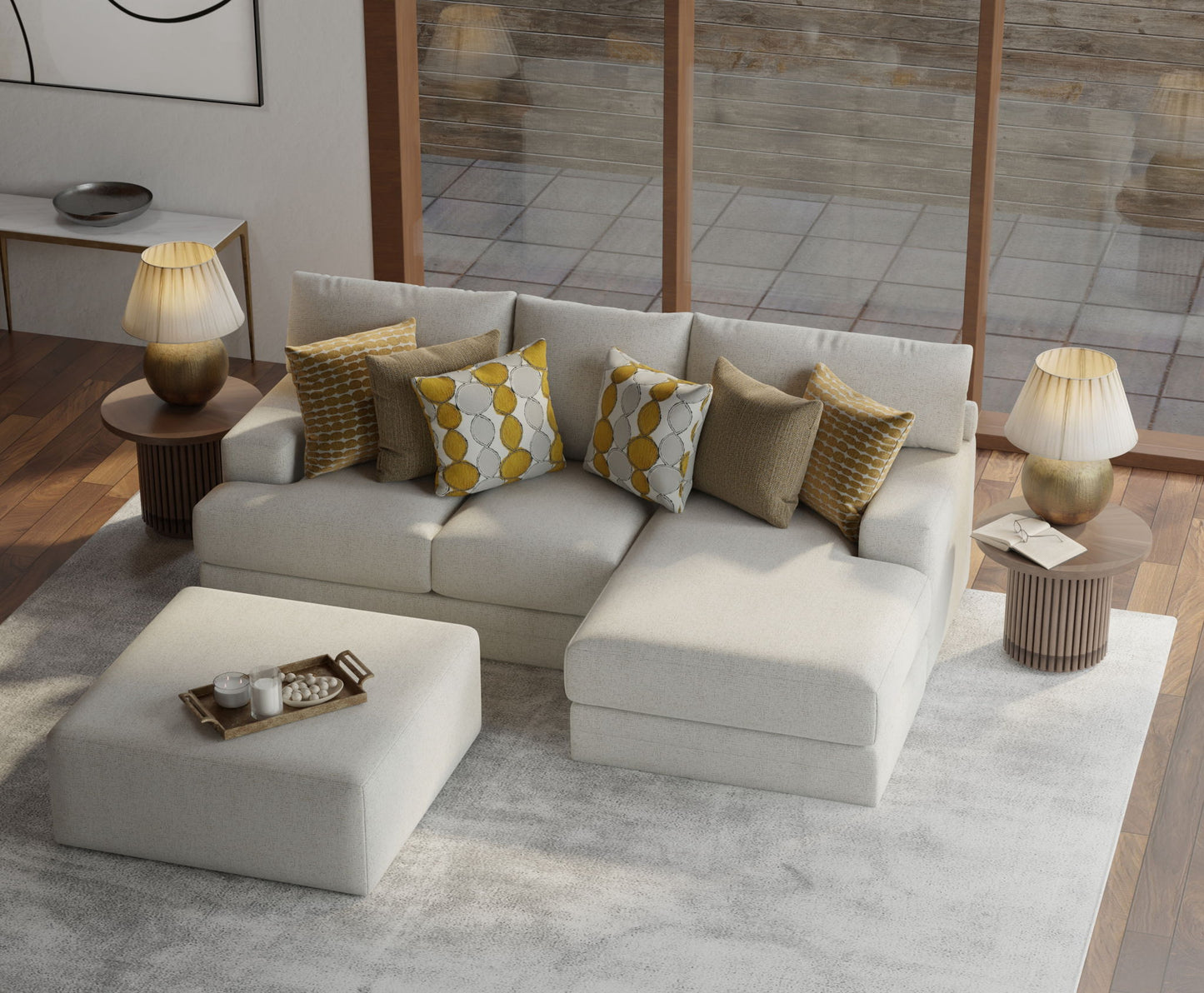 Tori - Sectional With Comfort Coil Seating, Cocktail Ottoman And Accent Pillows Included
