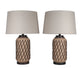 Diamond Weave Ceramic, PU Leather & Metal Table Lamp (Set of 2) - Terra