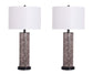 "Serpent Elegance" Faux Leather Table Lamp With Metal Base (Set of 2) - Snake Skin / Asb Gray