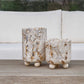 Quarried Stone - Indoor-Outdoor Candleholders (Set of 2) - Brown / White