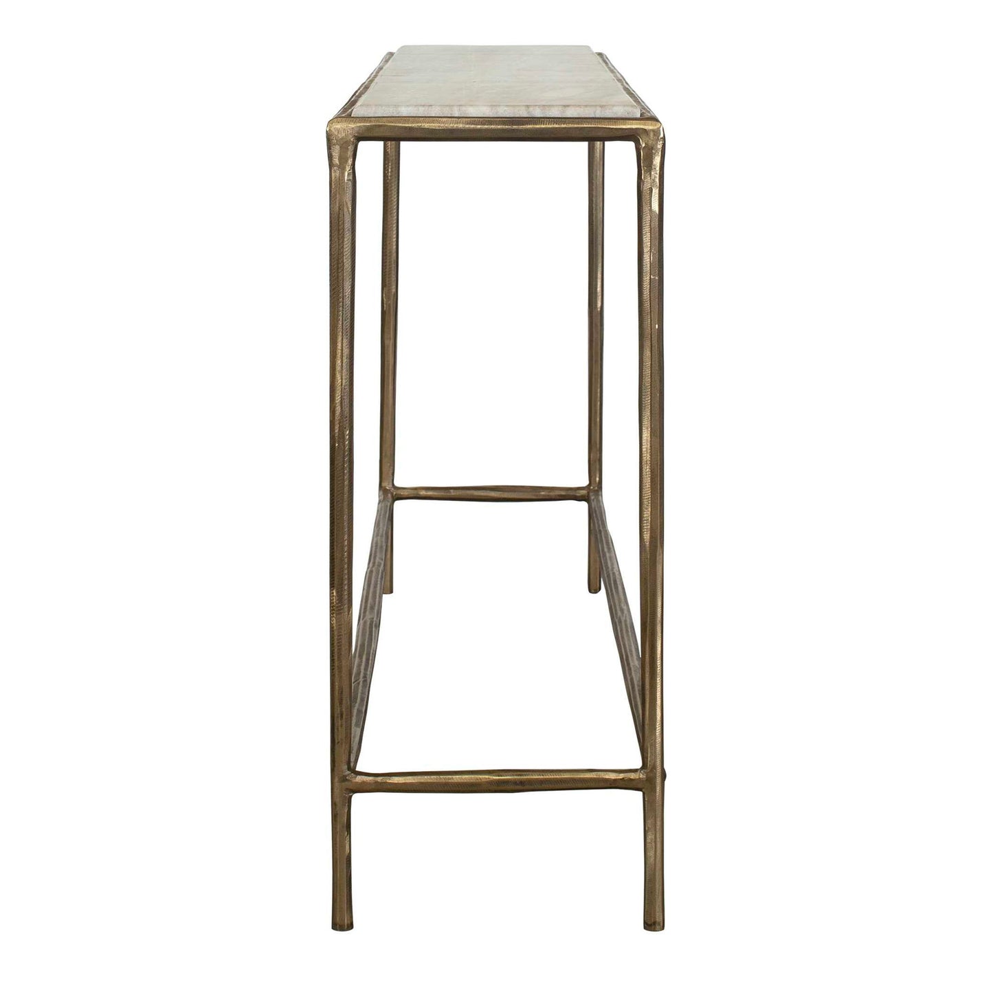 Minerva - Marble Top Console Table - Brass / Gray / White