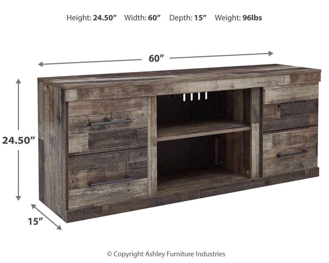 Derekson - LG TV Stand w/Fireplace Option - Multi Gray