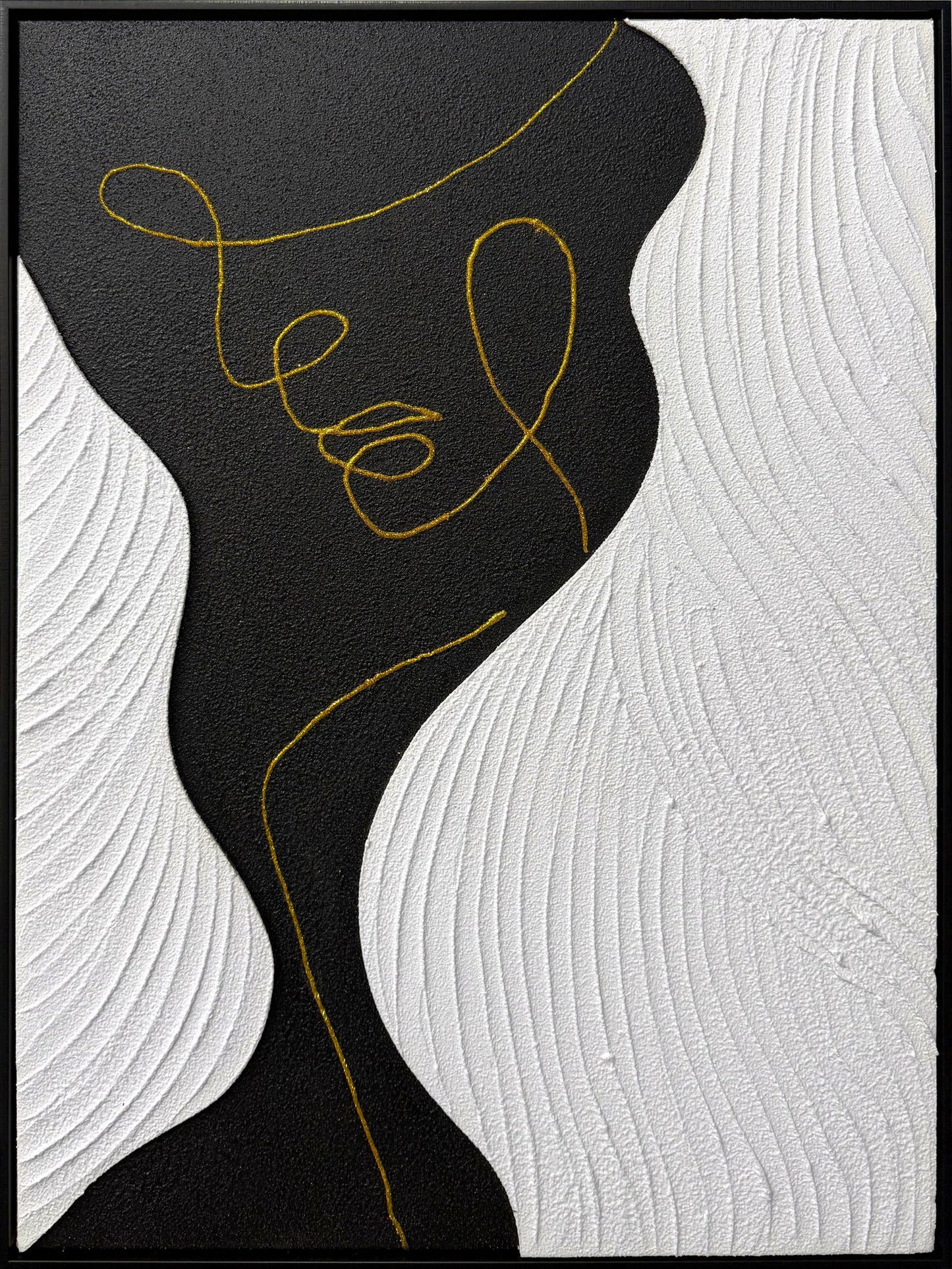 Contour Muse I Hand-Painted Canvas In Frame - Black / White