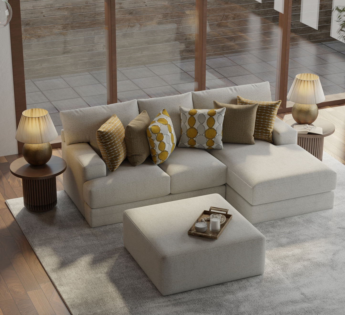 Tori - Sectional With Comfort Coil Seating, Cocktail Ottoman And Accent Pillows Included