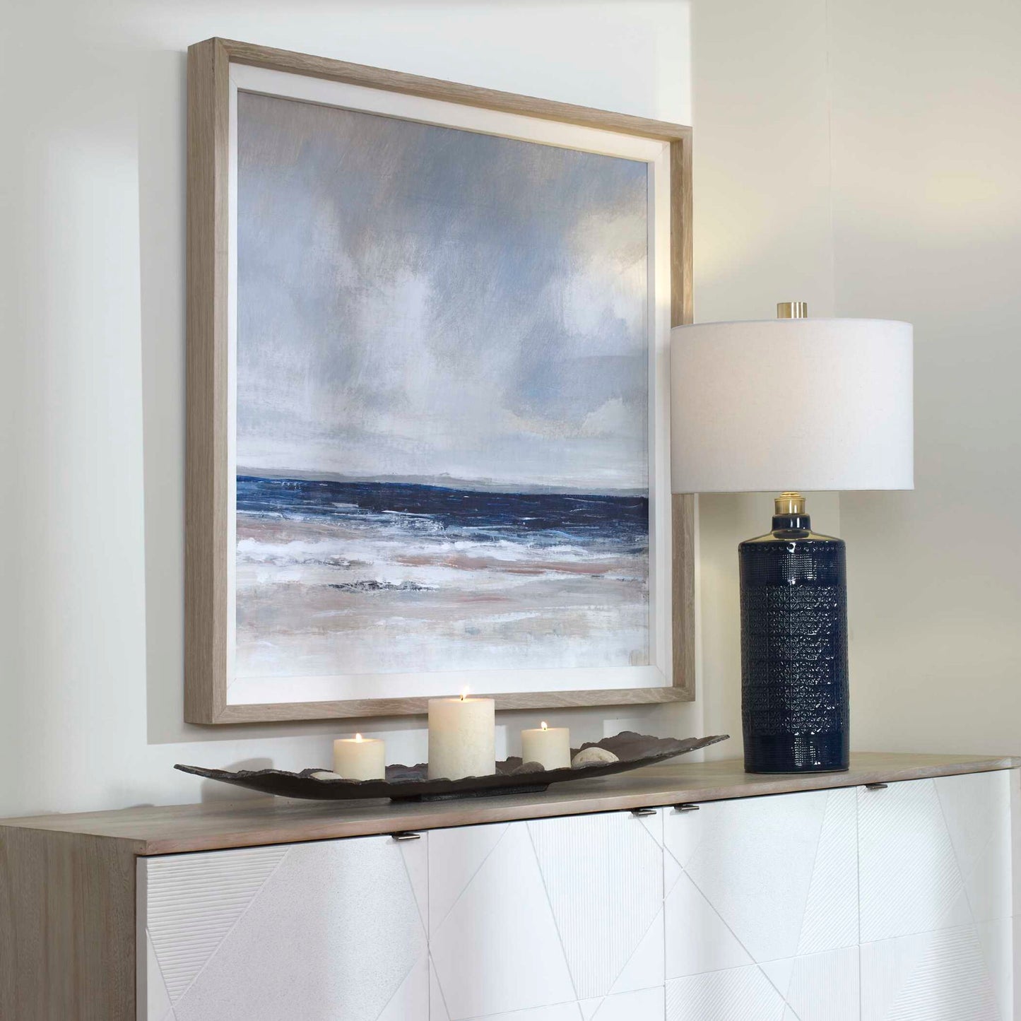 Distant Land - Framed Print - Blue