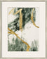 "Golden Strokes II" Hand-Embellished Canvas Framed Under Acrylic - Silver / Green / Gold
