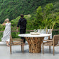 Stonewood - Indoor-Outdoor Dining Table - White / Woodtone