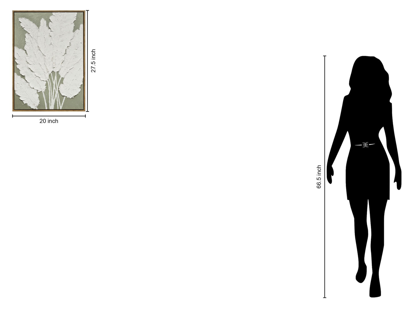 "Textured Foliage I" Hand-Embellished Canvas In Frame - White / Green / Wood