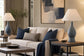 "Cerulean Elegance" Ceramic Table Lamp (Set of 2) - Blue Gray