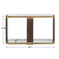 Ryles - Glass Console Table - Brass / Brown / Woodtone