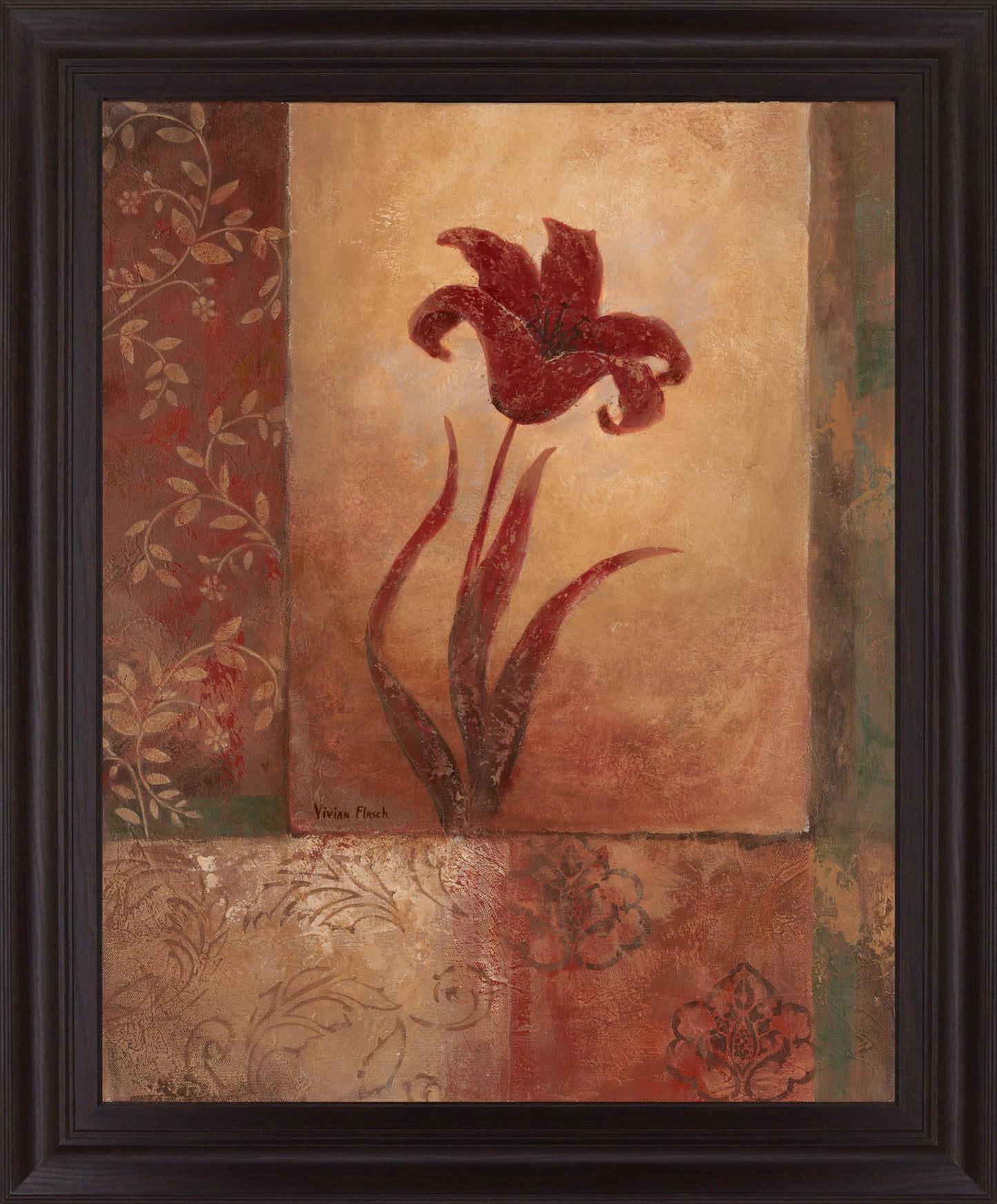 Crimson Blossom Panel - 28" x 34" Framed Wall Art