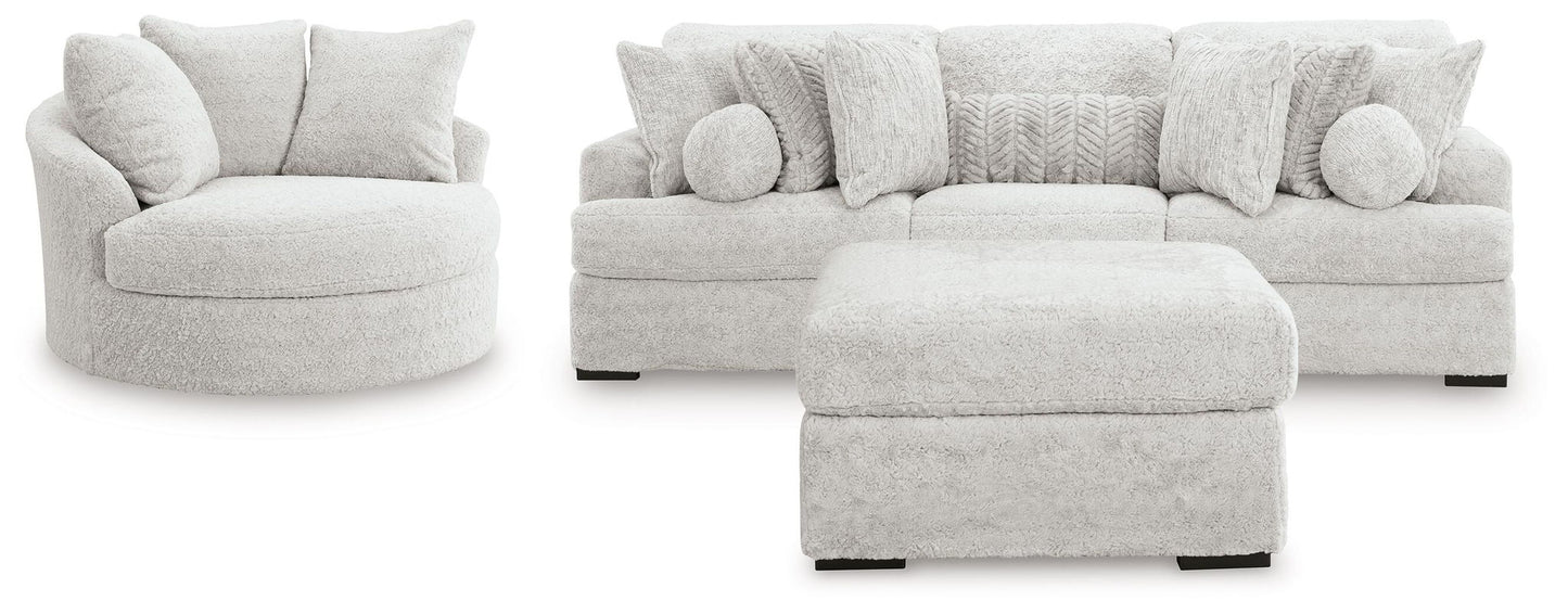 Cuddle Plush - 3 Pc. - 3-Piece Sectional, Chair And Ottoman - Arctic