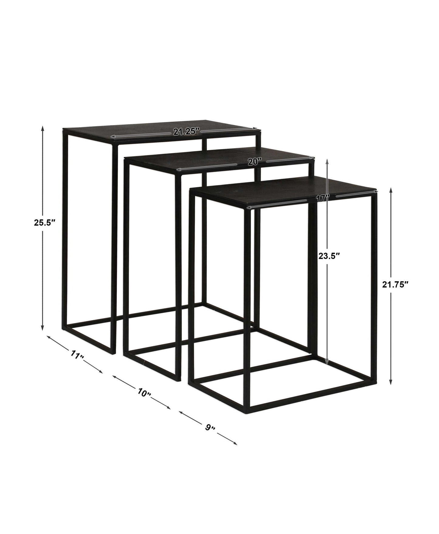 Coreene - Iron Nesting Tables (Set of 3) - Black