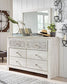 Paxberry - Dresser, Mirror - Medallion Drawer Pulls - Whitewash