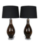 Speckled Glow Art Glass & Crystal Table Lamp (Set of 2) - Black Speckled Amber Art Glass / Clear Crystal