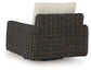 Kimora - Swivel Glider Lounge With Cushion - Beige / Dark Brown