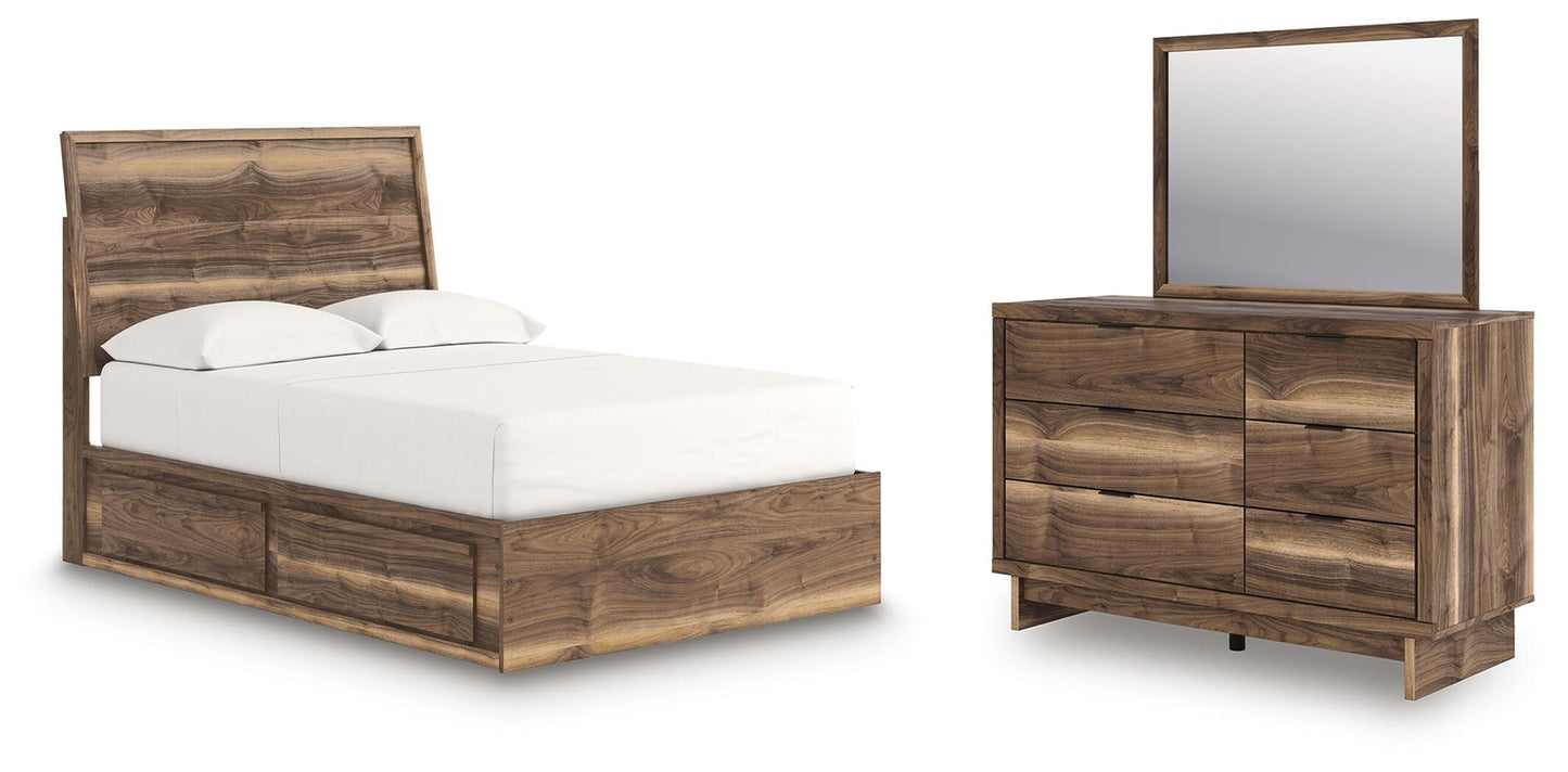 Chirason - 3 Pc. - Full Panel Storage Bed, Dresser And Mirror - Brown
