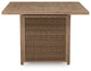 Walton Bridge - Square Bar Table W/Fire Pit - Driftwood